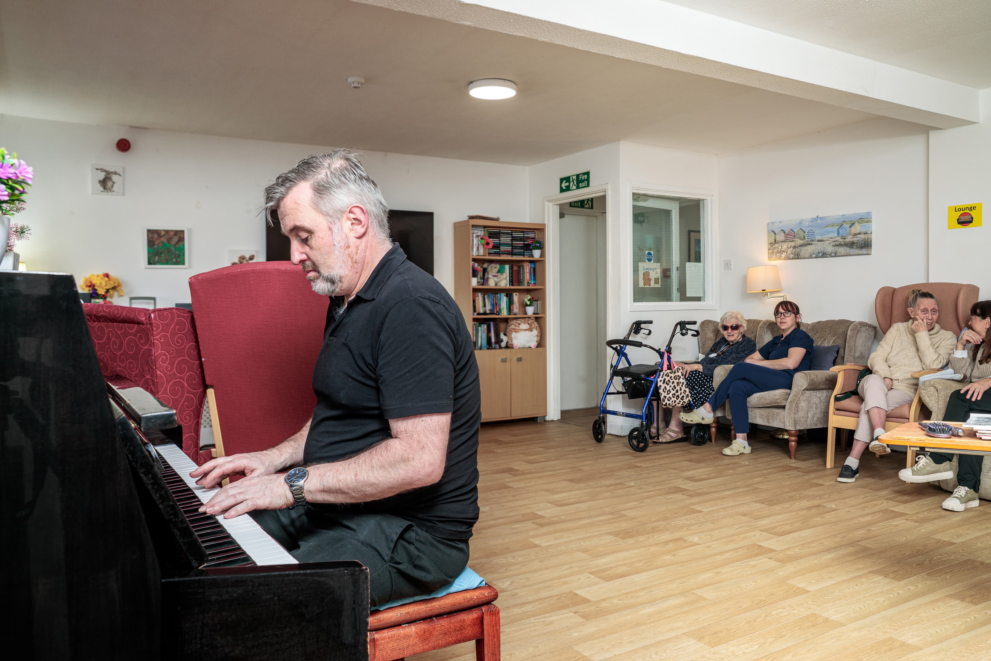 Residents in the communal lounge